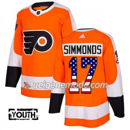 Kinder Eishockey Philadelphia Flyers Trikot Wayne Simmonds 17 Adidas 2017-2018 Orange USA Flag Fashion Authentic